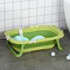 Foldable Baby Bath Tub, 0-3 Years, Blue Cushion, Non-Slip Feet, 80x53.9x20.8 cm, Green