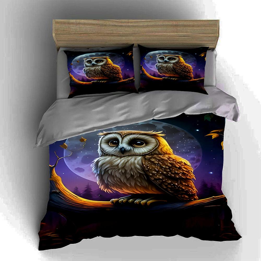 Owl moon artwork Bedding Duvet cover sets Duvet covers Pillowcases gifts (1 * Duvet Cover 2 * Pillowcases, without duvet insert)