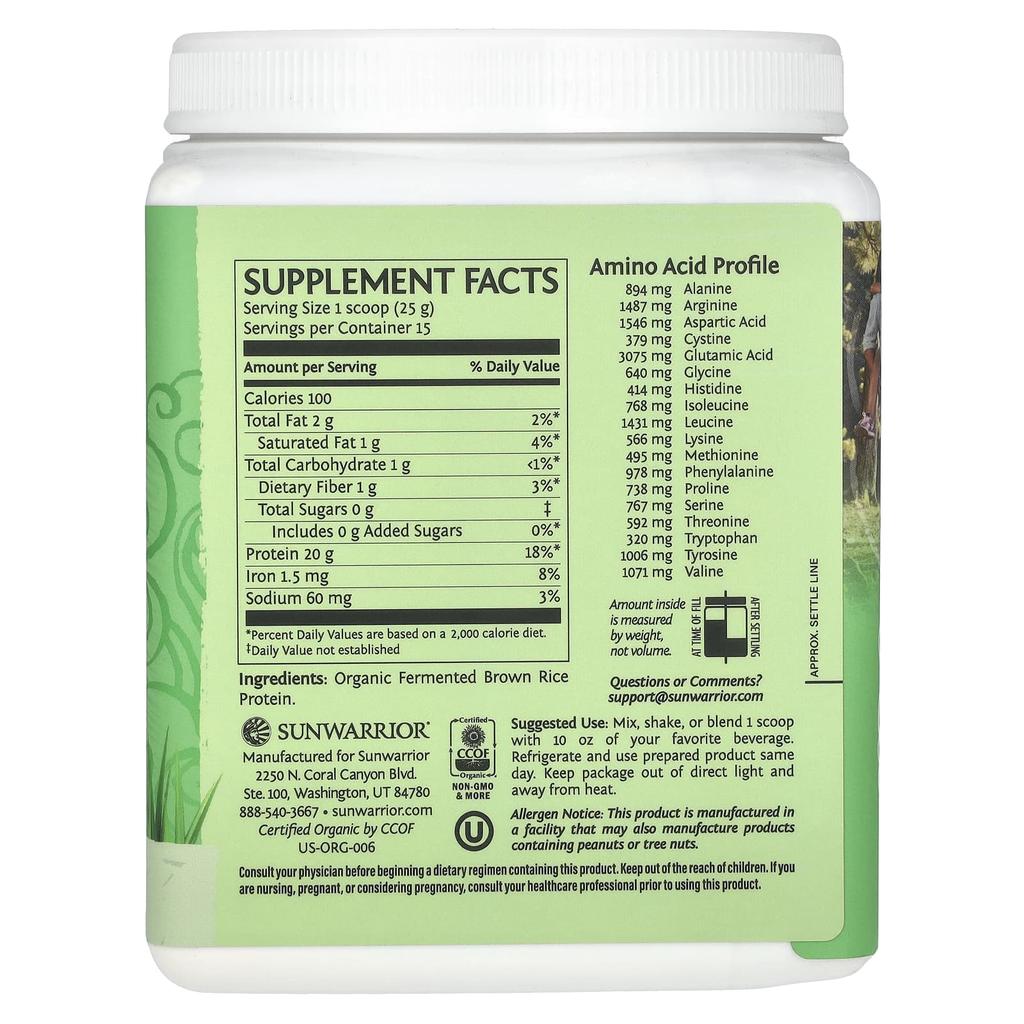 Sunwarrior Classic Protein, Unflavored, 13.2 Oz (375 G)