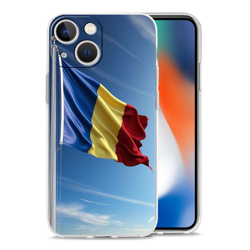Чехол для телефона iPhone 17 Air Cases iPhone 16 15 12 13 14 Pro Max SE 7 8 Plus iPhone11 Прозрачный Мягкий Чехол Флаг Румынии