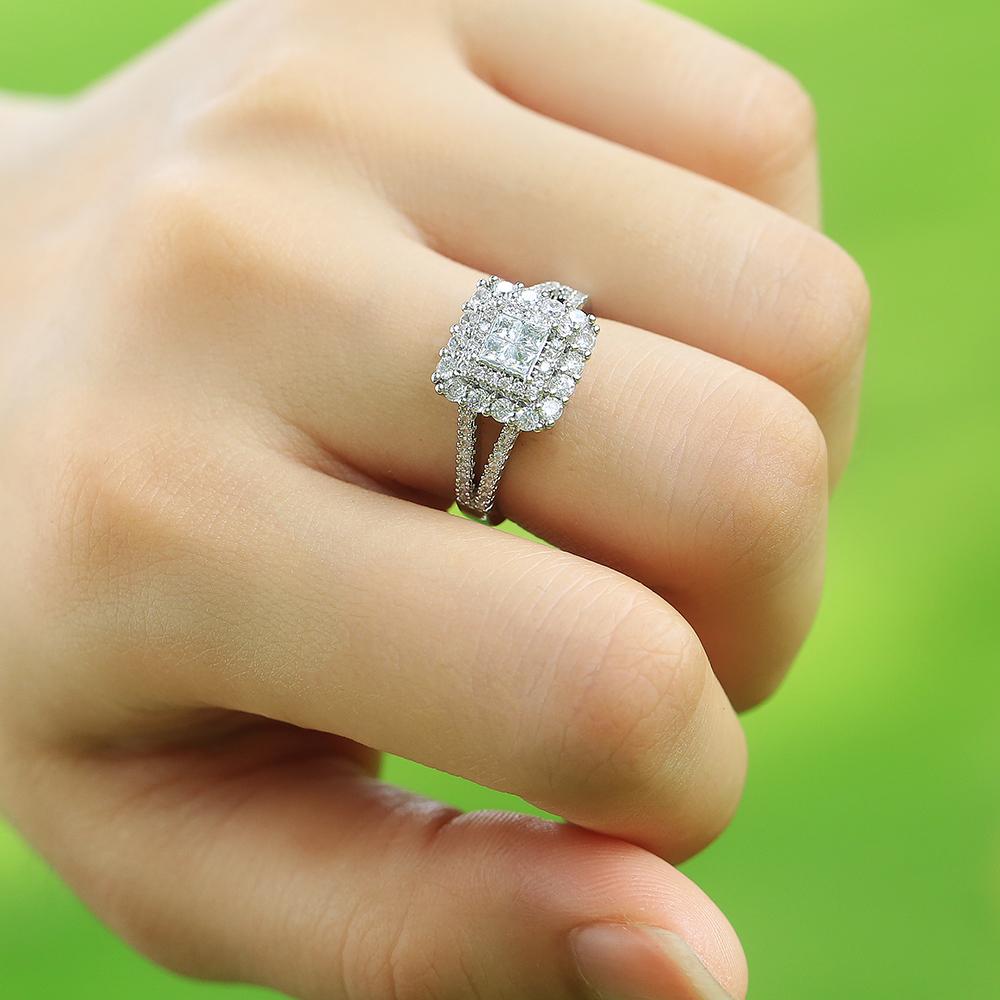 Huitan Luxury Women Geometric Ring Inlaid Bright Cubic Zirconia Fashion Lady Wedding Party Accessories Versatile Chic JewelryGood product