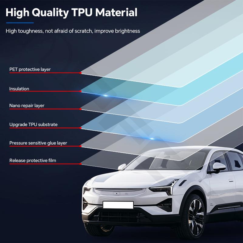 Для Polestar 3 2024 2025 Защитная пленка из ТПУ для фар, зеркал заднего вида, стоек B и C, Защитная крышка от царапин, Устойчивая, Вырезанная по форме, PPF, Прозрачная пленка
