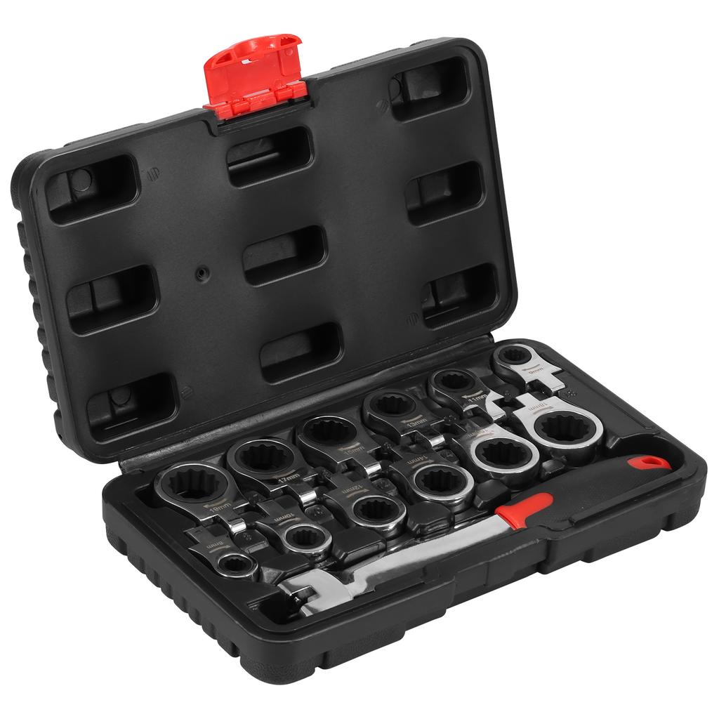 Быстрозажимной трещоточный ключ 8–19 мм Хром-ванадиевая сталь Набор трещоточных ключей 12 в 1 Трещоточный ключ с гибкой головкой Авторемонт Слесарный инструмент