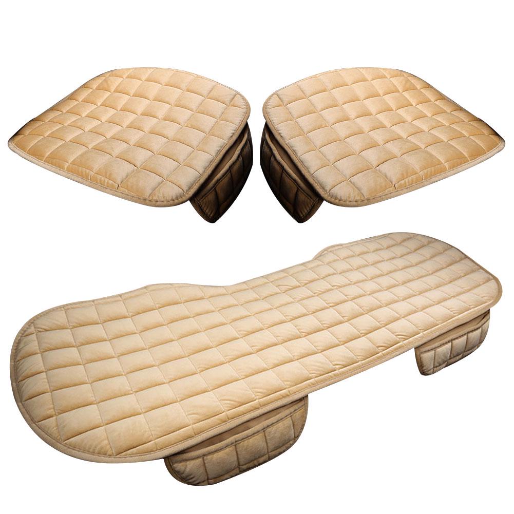 Cars Auto Parts Seat Car Cover Cushion Warm Set with Storage Pocket Anti-Slip 3Pcs Plush Winter