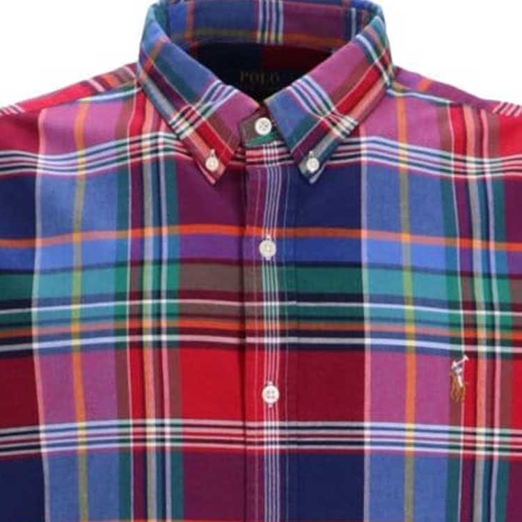 Polo Ralph Lauren Logo Вышитая клетчатая однобортная рубашка с длинным рукавом Мужские рубашки Многоцветный 710922319001