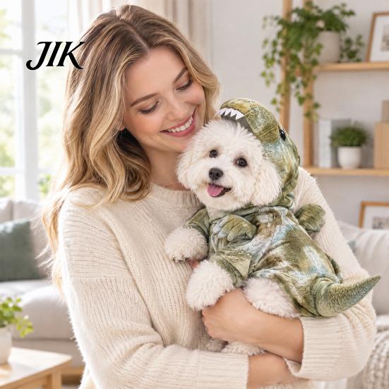 Cozy Dinosaur Onesie for Small Pets Cute 3D Pet Costume, Funny Dog Cat Outfit with Dino Headpiece & Pajamas Hood Tail, Soft Cosplay Clothes Dogs Cats,
