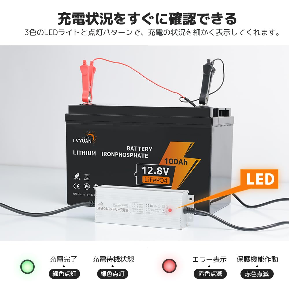 LVYUAN LiFePO4 DC 14.6 В 10 А Зарядное устройство для литий-железо-фосфатных аккумуляторов, Быстрая зарядка,