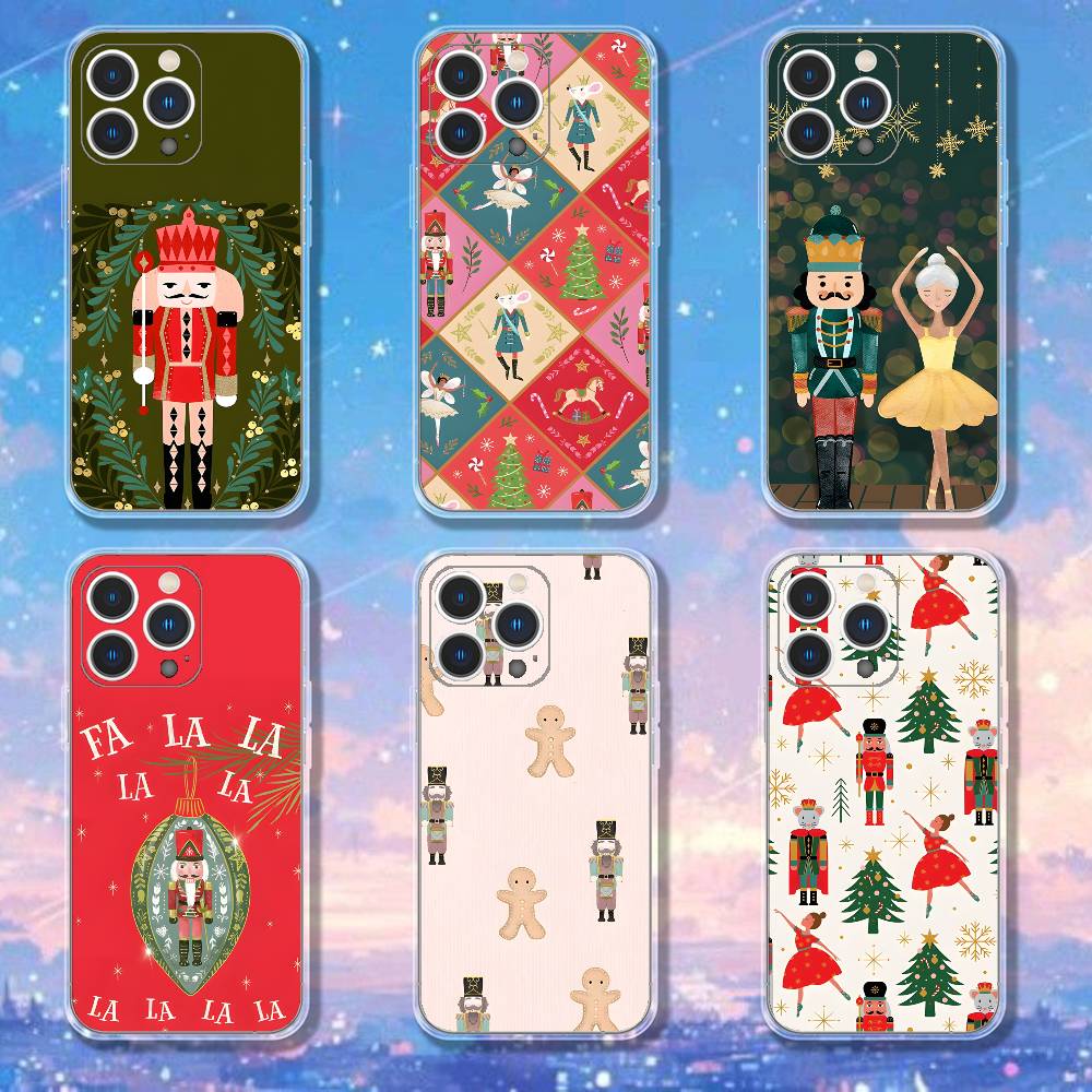 Nutcracker Christmas Phone Case For iPhone 17,16,15,14,13,12,11 Pro,Max,Plus,X,XS,XR,SE4,E Mini Transparent Soft Cover