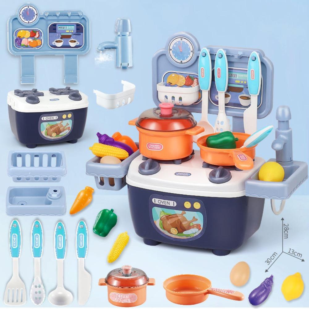 Mini Children Kitchen Toys Set Cook Food Pretend Play Role Toys Kitchen Counter Play Set Kids Gift
