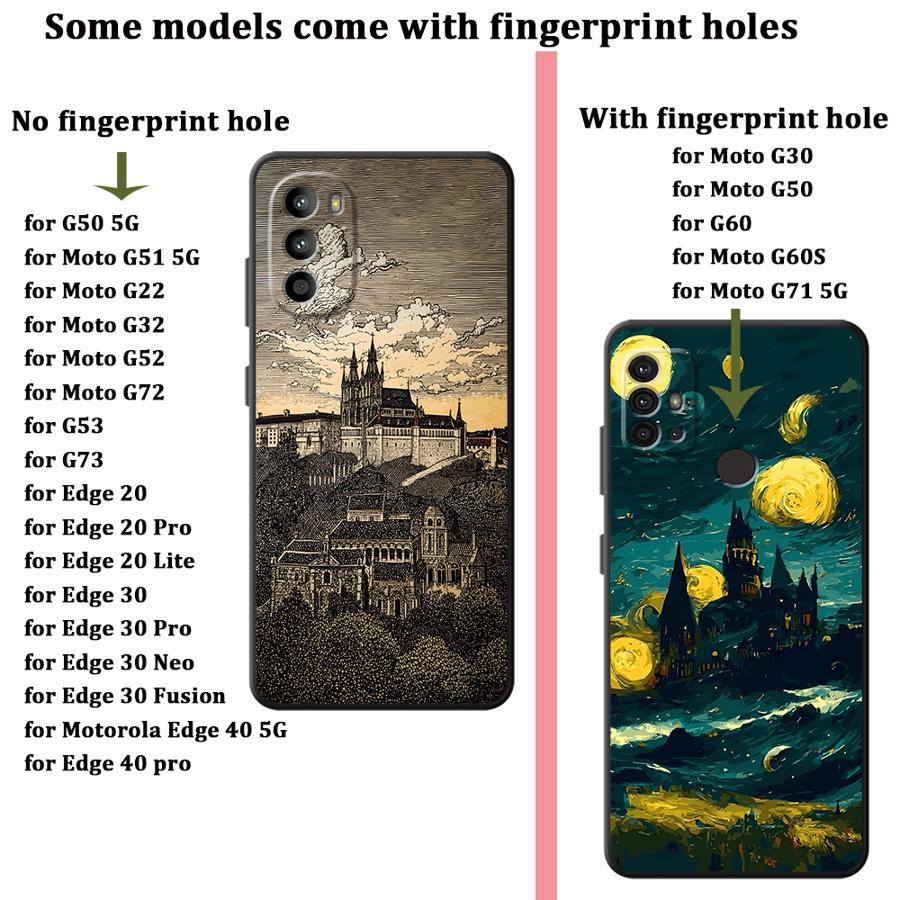 Cartoon Castle Art Case for Motorola Moto G71 G32 G50 G51 G73 G53 G30 G60s G22 Edge40 G52 Edge 20 Pro 30 Lite Phone Cover