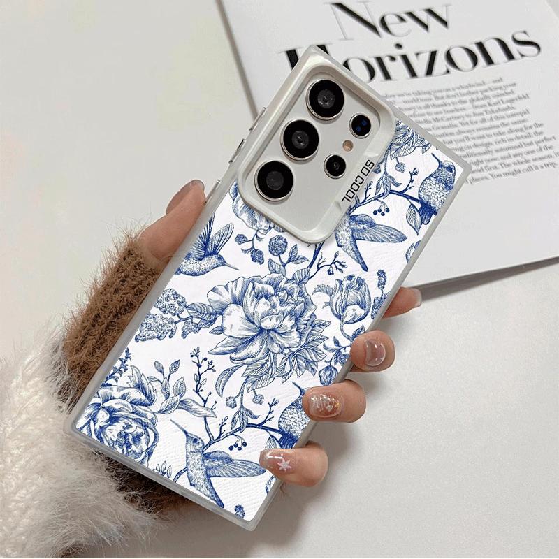 Ударопрочный чехол для телефона с узором из сине-белого фарфора для Samsung Galaxy S26 Edge S25 Ultra S24 FE S23 Plus S21 Защита от падения