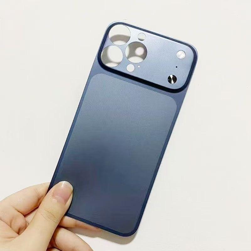 AG Matte Ultra Thin Metal Backplate Phone Case For 16 15 14 13 Pro Max Glossy Sticker Instantly Turn 17 Cover