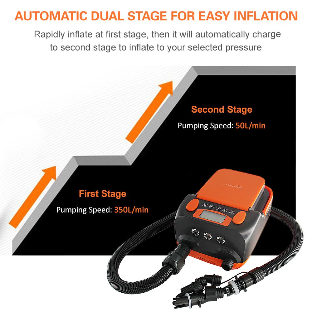 Интеллектуальный двухступенчатый воздушный насос 16PSI с 6 насадками, ЖК-дисплеем, поддержка электрического насоса 6000 мАч