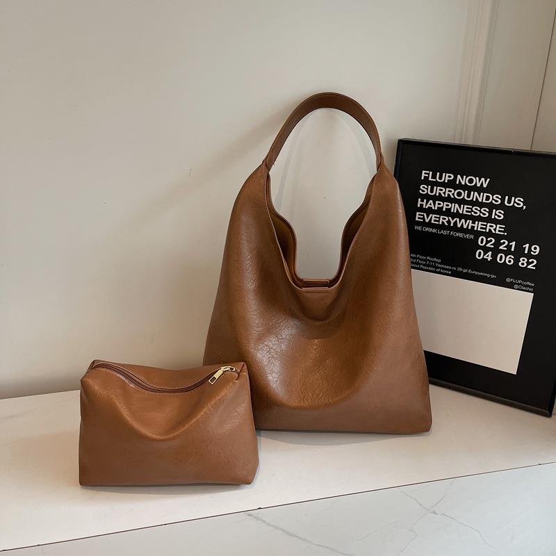 Fashion Bag Women'S Texture Portable Shoulder Bag Women'S Simple Commuter Tote Bag Casual Retro Mother And Child Bag Women'S Bag