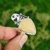 925 Silver Natural Goldy Quartz Promise Skull And Bone Adjustable Ring