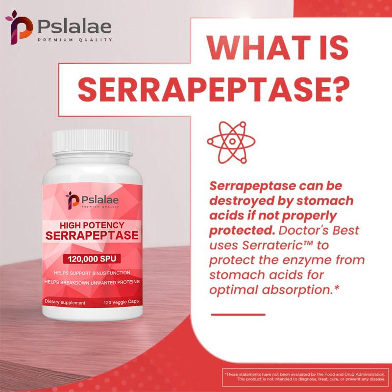 Pslalae Экстракт сериновой пептидазы, 120 000 SPU на порцию, подходит для здоровья пазух, дыхательной системы и суставов.