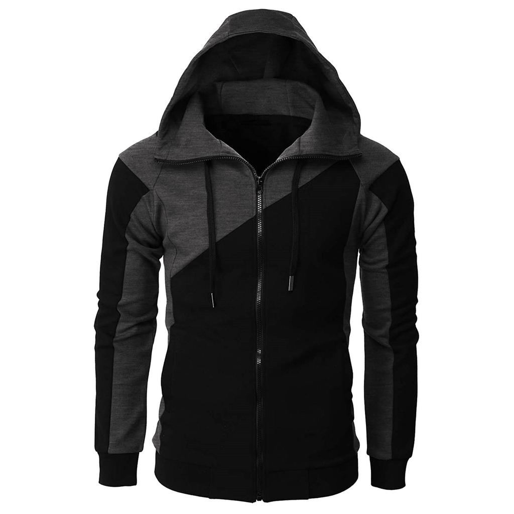 Men's Casual Sports Sweatshirt Long Sleeve Zipper Hooded Jacket Coat