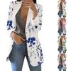 Women's Fashion Casual Printed Suit Long Sleeve Loose Comfortable Cardigan Coat