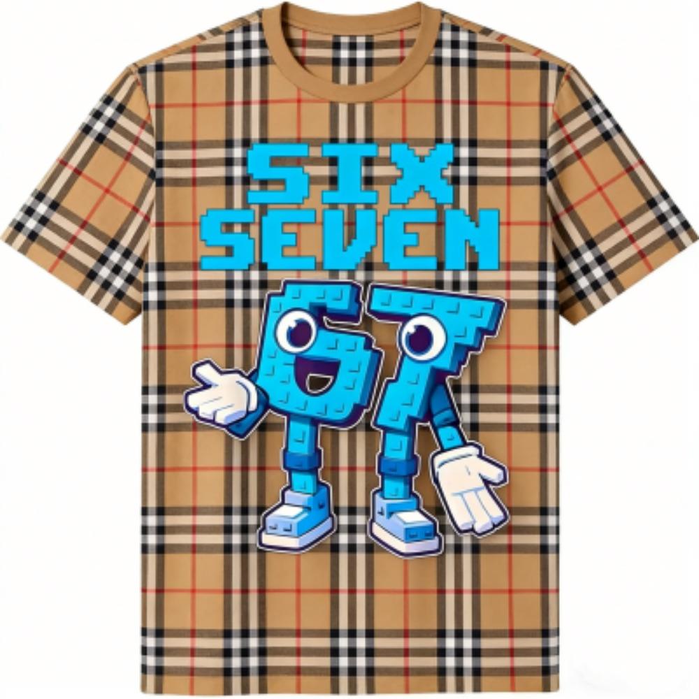 Fashion Kids T-Shirt 67 Six Seven Stripe Print Boy and Girl Tees Top Summer Short Sleeve O Neck Casual Outdoor Kids Clothing