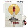 Pearl Painting Set Pearl Art DIY Handmade Crafts Lighthouse Sunset Boat Lake Seascape Reflection Red Tower Home Wall Decoration