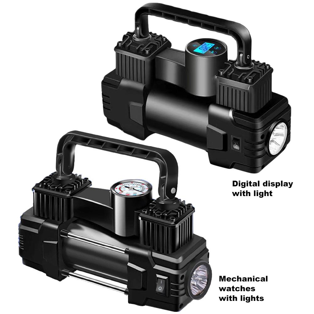 Автомобильный электрический воздушный насос 12 В 150 фунтов на кв. дюйм, двухцилиндровый, сверхмощный, портативный, металлический воздушный компрессор класса люкс со светодиодной подсветкой, автомобильный насос для накачивания шин