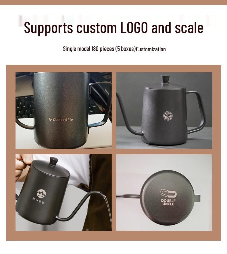 Чайник из нержавеющей стали 304 с гусиным носом и деревянной ручкой для заваривания кофе методом пуровер и использования на открытом воздухе