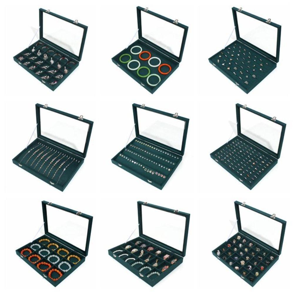 Кольца Бархатная шкатулка для украшений Серьги Витрина для украшений Однотонный лоток для хранения украшений Подарок