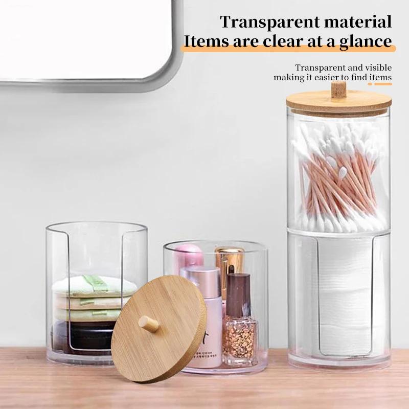 Коробка для хранения ватных палочек, переносной круглый контейнер, 2-в-1, бытовая косметика, ватный диск для хранения и снятия макияжа, ватная коробка