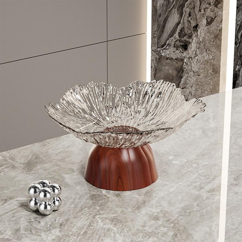 Прозрачная фруктовница на высокой ножке для дома, гостиной, кофейного столика, легкая роскошь, высококлассная фруктовая ваза, тарелка для конфет и закусок