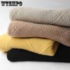 WTEMPO Свитер с высоким воротником, утолщенный теплый женский вязаный пуловер, свободный джемпер с длинными рукавами, рубашки с верхом и низом на осень и зиму