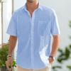 Мужская летняя рубашка с воротником-лацканом, однотонная, на пуговицах, свободная, однобортная, с короткими рукавами, мягкая, дышащая, средней длины, повседневная