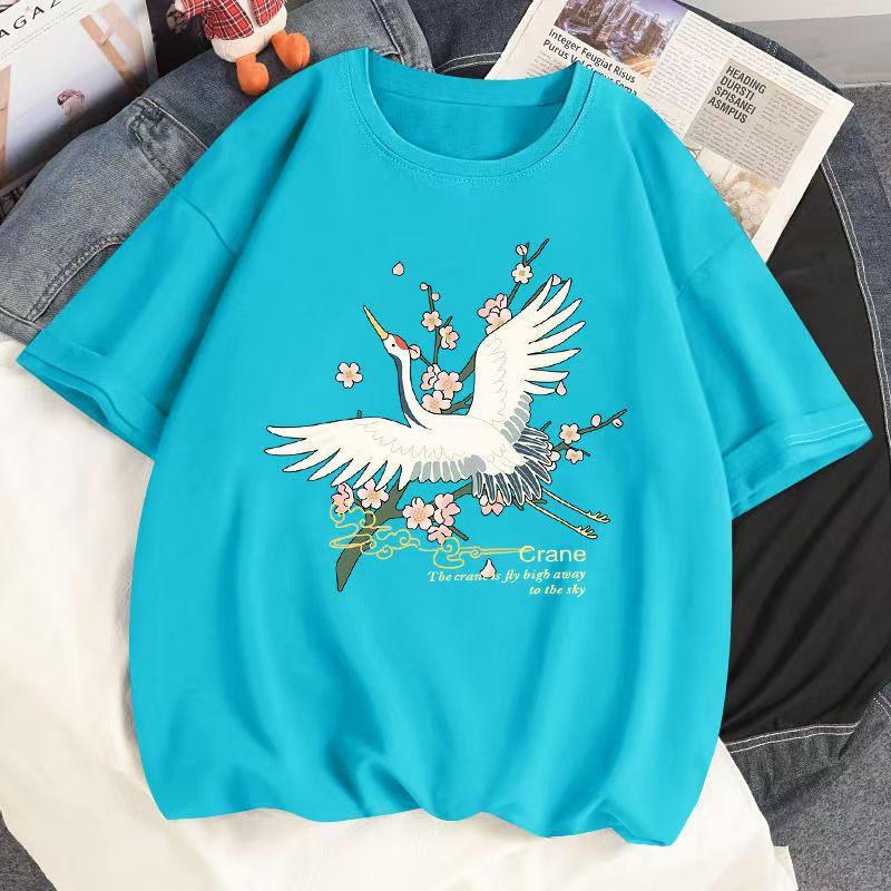 2024 Девушка Женщины Мультфильм Футболка Милые Футболки Хлопок Короткий Рукав Принт Топы