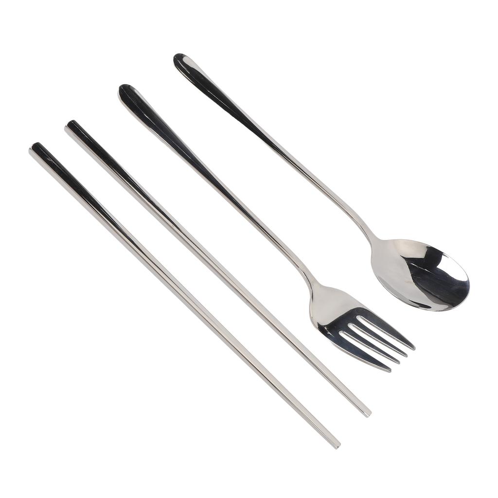 Портативная посуда с ящиком для хранения, ложка, вилка, палочки для еды из нержавеющей стали 304, многоразовый набор столовых приборов