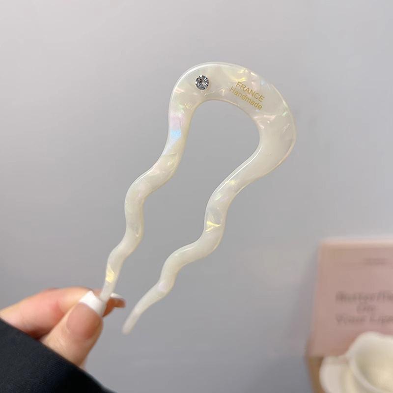 Французская заколка для волос, заколка для волос из ацетата, волнистая U-образная шпилька, винтажная заколка для волос в виде черепахового панциря, женская заколка для волос, аксессуары для волос