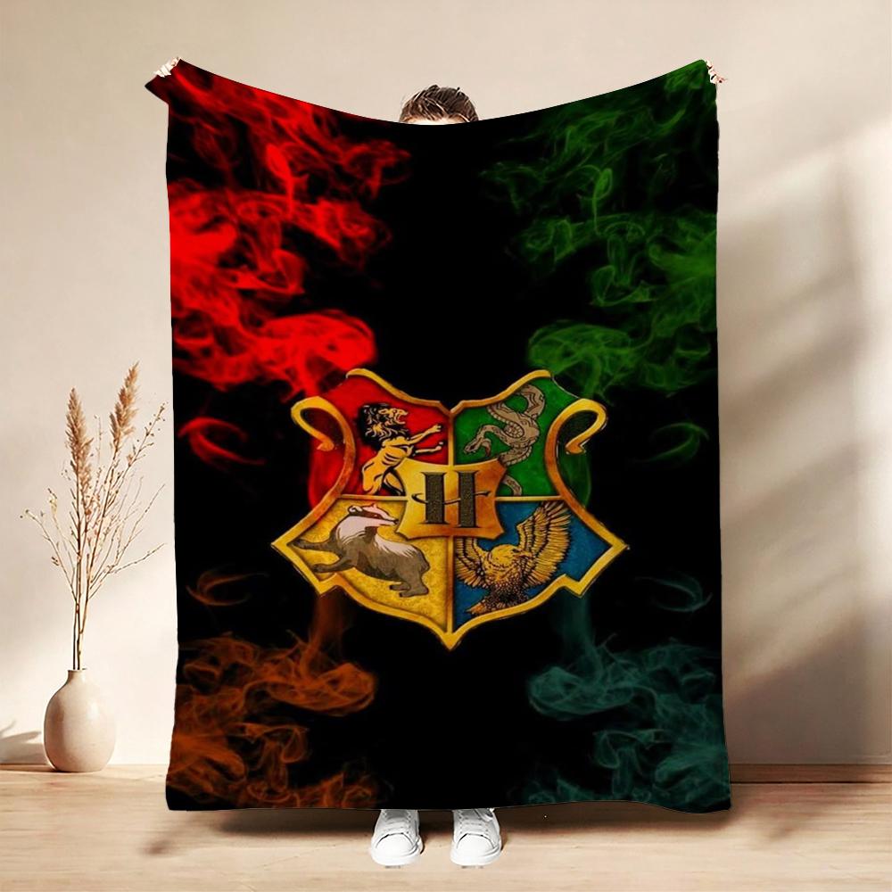 Hogwarts School Crest Flannel Blanket Comfortable Skinfriendly Fleece Blanket For Office Sofa Home Party Decor Memorial Gift