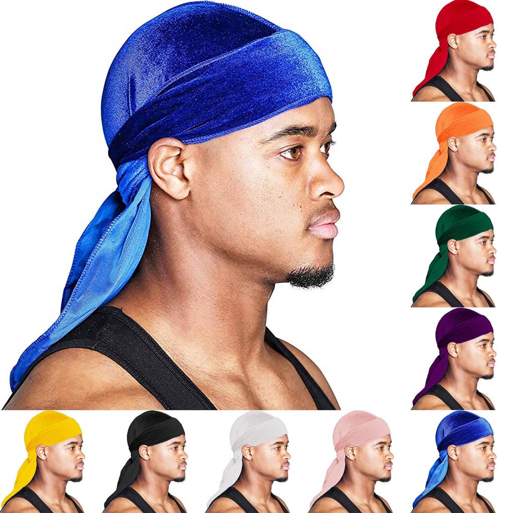 Men's And Women's Satin Elastic Hat Velvet Long Tail Pirate Hat Hip Hop Oversize Bandana Hat