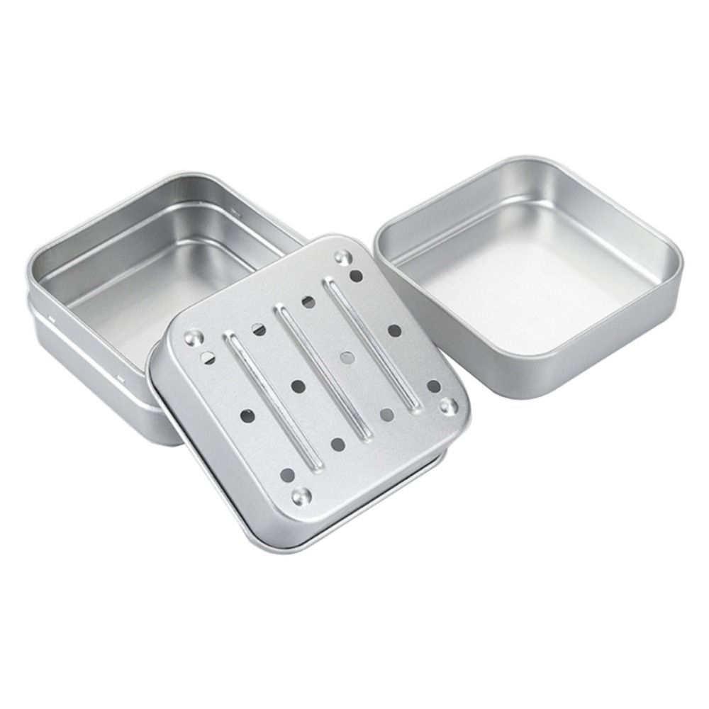 2Pcs Square Aluminum Soap Dish with Lid Soap Box Easy To Rinse Travel Soap Tray  Hotel