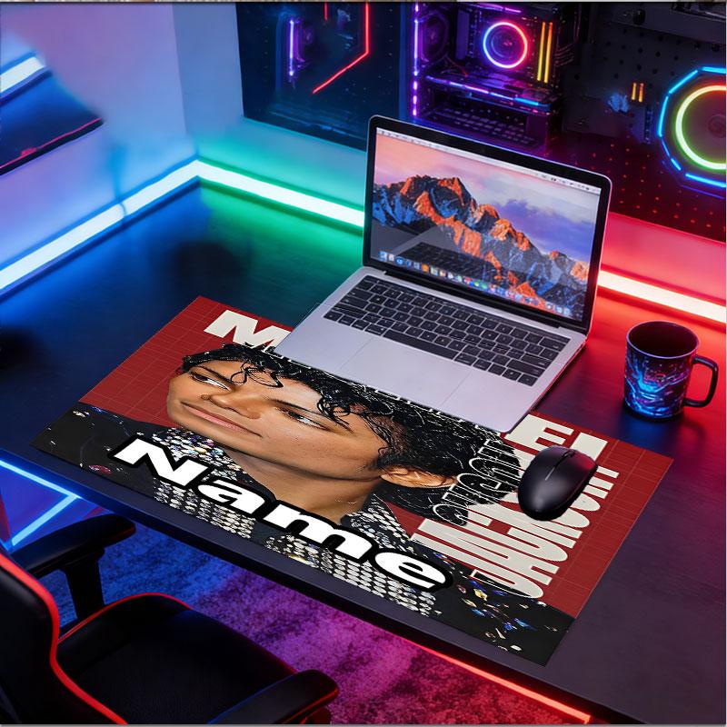 Custom Name Personalized Michael Jackson Pattern Mousepad, Laptop PC Desk Mat, Decorative Desk Mat for Home Keyboard Pad Gift