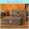 Wooden Gray Vintage Storage Box With Lock For Jewelry Organizer Home Decoration