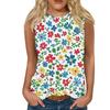 Women's Casual Round Neck Printed Sleeveless Vest Tops Vest