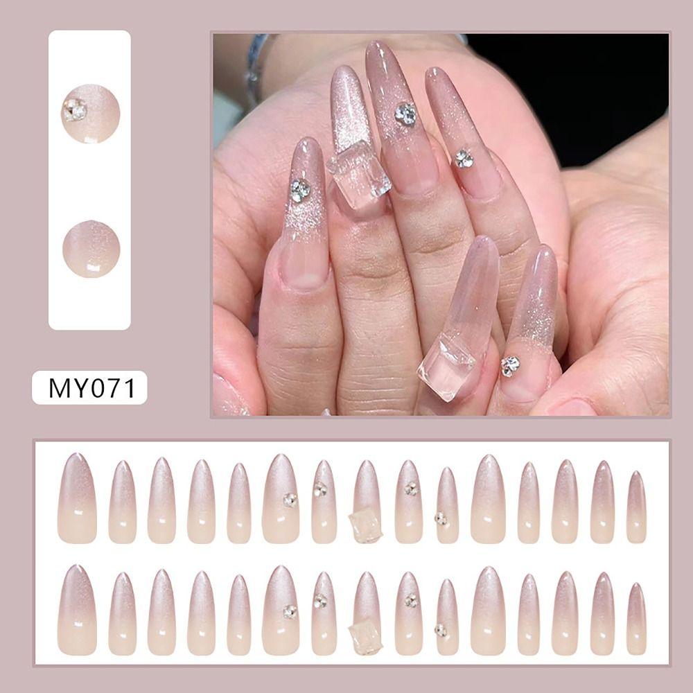 24/30PCS Cat Eye Gradient False Nail Flower Butterfly Love Nail Tips Press on Nails  for Women Girl
