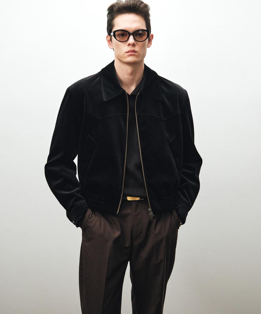 Noirer Velvet Western Crop Blouson (Black)