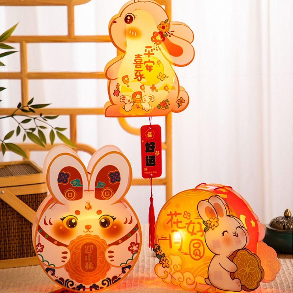 Handmade Handheld Rabbit Lantern Chinese Style LED Lantern Toys Kindergarten