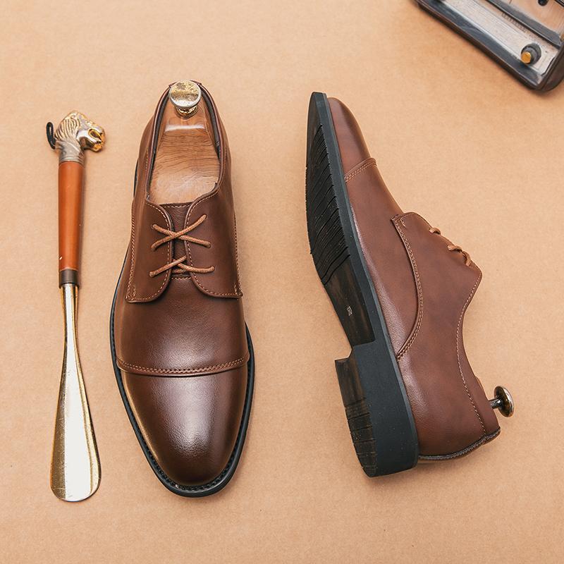 2024 Spring Fashion Men Office Suit Business Leather Mens Dress Brown Black Male Soft Casual Formal Wedding Party Oxford Shoes