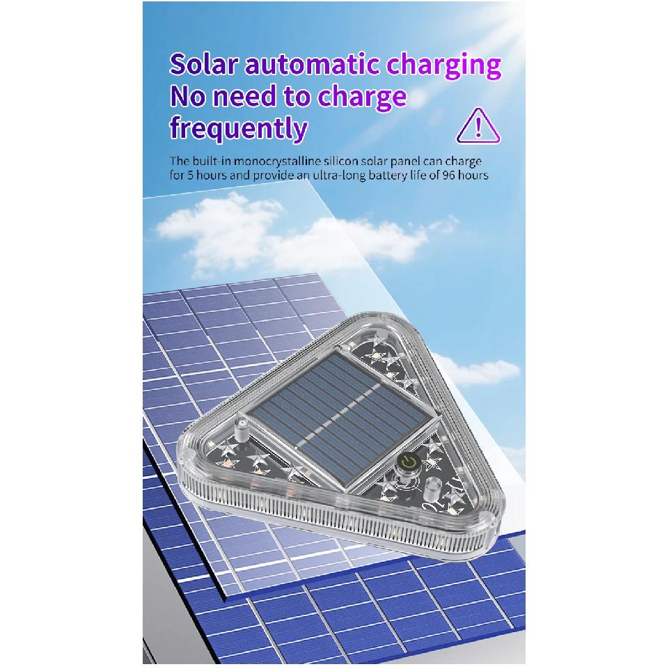 Truck rear end collision prevention solar warning flashing light car LED taillights wiring free display motorcycle warning light
