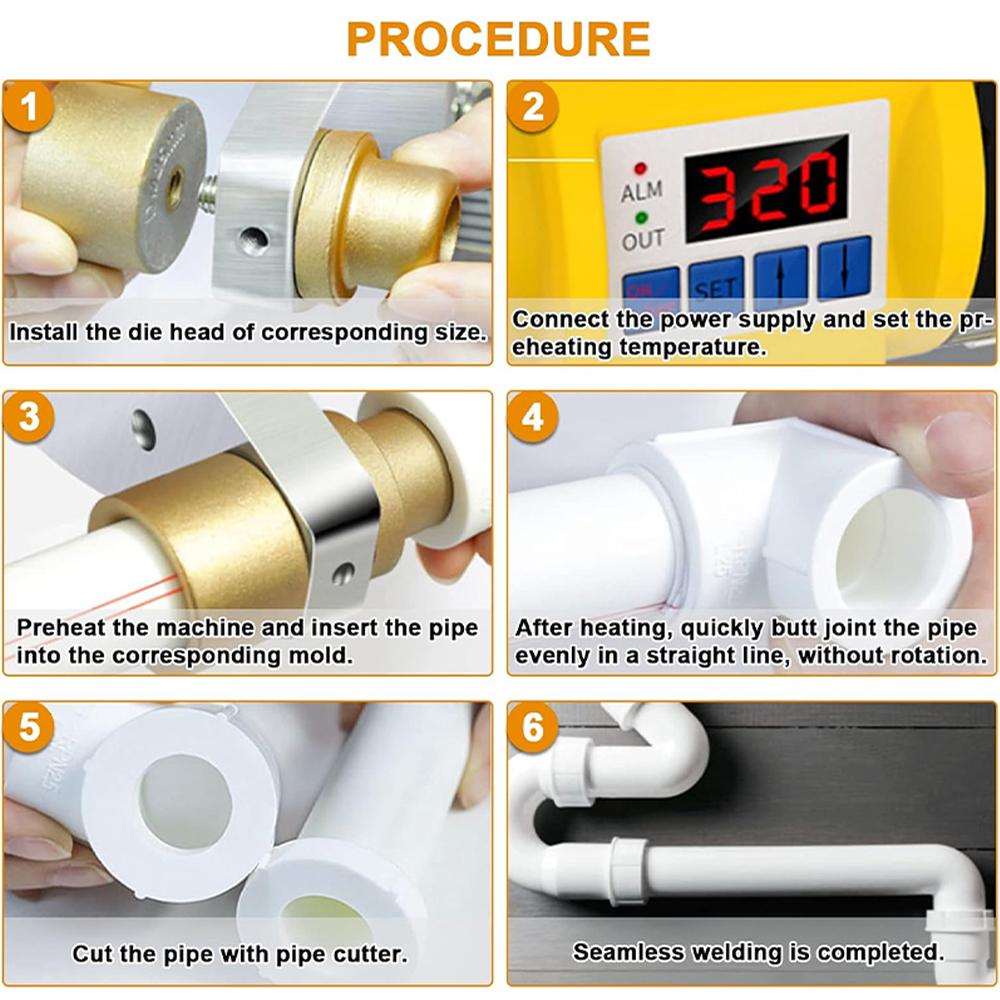 1PC 1000W трубосварочный аппарат 220V трубосварочный паяльник PB/PP/PE/PPR трубосварочные инструменты, бытовые водопроводные пластиковые сварочные инструменты