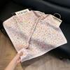 71Cm New Chinese Simulation Silk Square Scarf Soft and Skin-friendly Ink Flower Rhyme Printing Silk Scarf Neck Sunscreen Small Scarf
