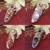 Женская мода Rhinestone Flower Crown Bowknot Finger Tip Nail Cover Ring