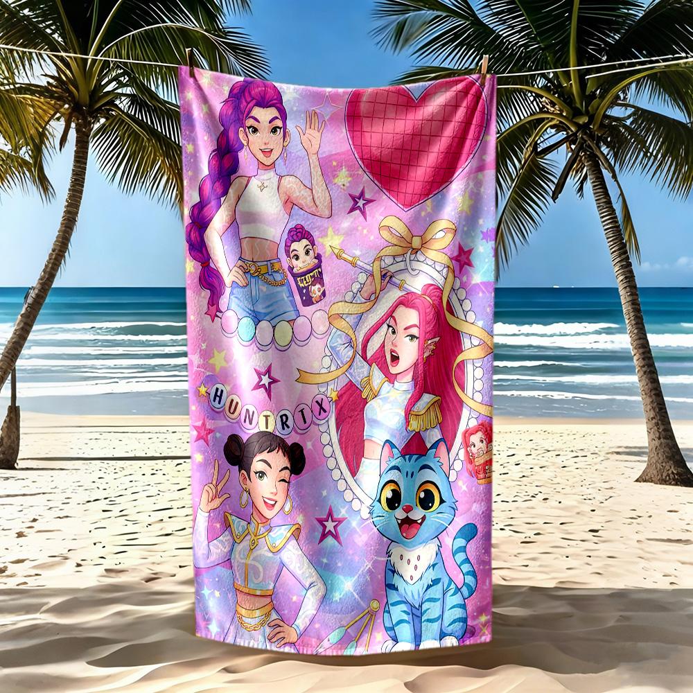 Huntrix6 Beach Towel High Absorbency & Quick-Dry Comfortable Lightweight Perfect for Traveling Yoga Camping and Swimming