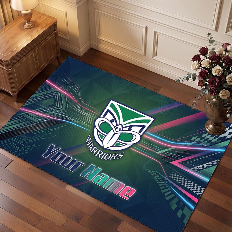 Wigan Warriors Personalized Crystal Velvet Carpet, Customized Name Text Soft Anti‑Slip Rug for Living Room Bedroom